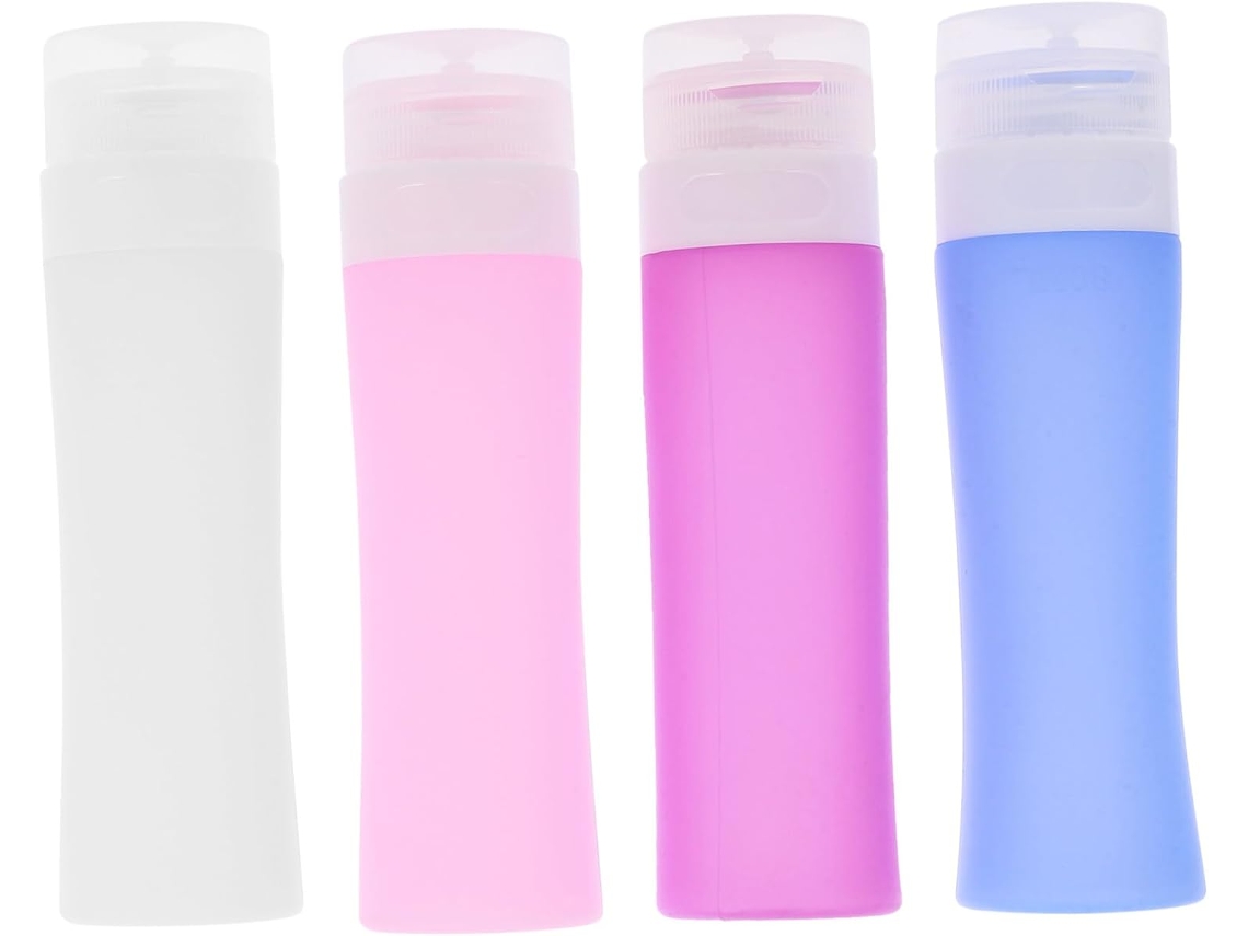 De 4 Frascos De Viagem Em Silicone Macio, À Prova De Vazamentos, Dispensadores Recarregáveis Para Líquidos