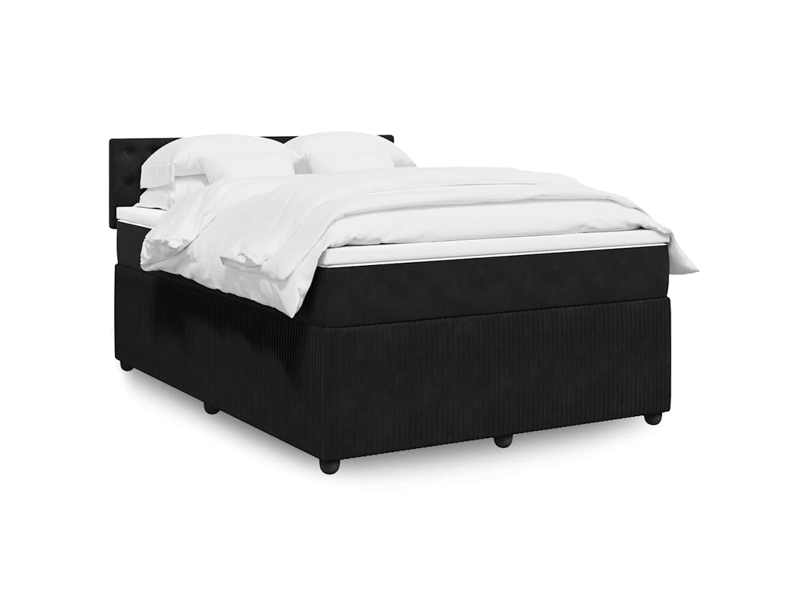 Cama Com Molas/colchão 140x190 Cm Veludo Preto