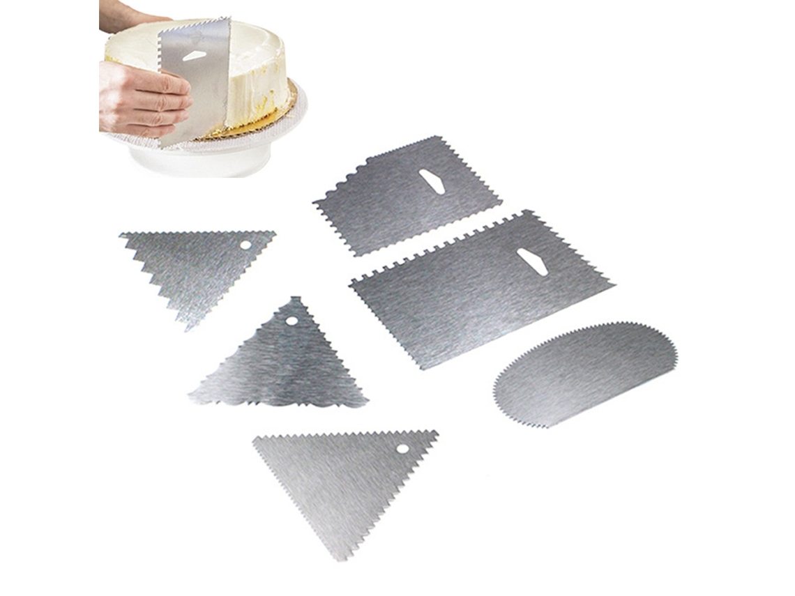 6pcs Espátulas de Bolo Inox 430 Ferramentas para Decorar e Alisar Bordas de Bolo