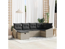 Vidaxl Conjunto De Sofás 6 Unid. Cinza Claro E Cinza Vime Pe