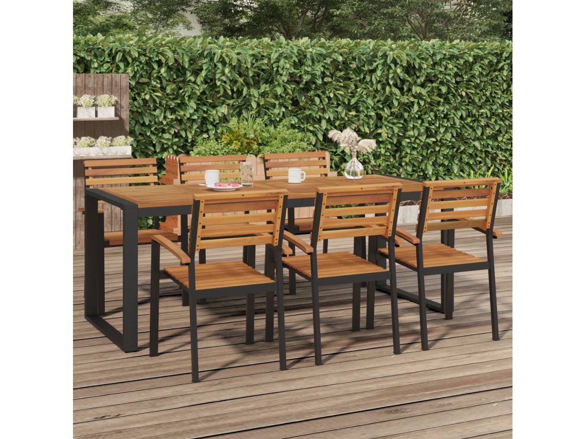 Vidaxl Mesa Jardim C/ Pernas Em Forma De U 200x90x75 Cm Acácia Maciça