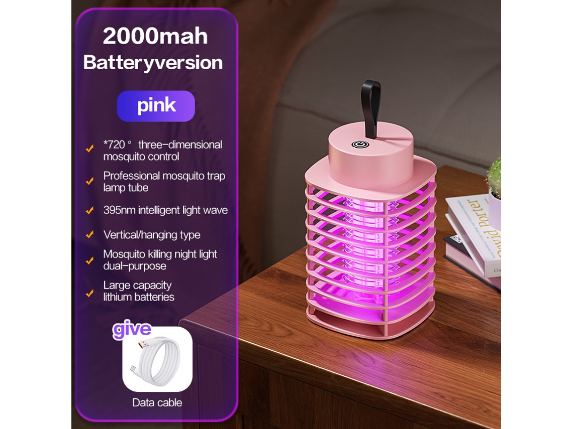 Carregador Usb para Casa Coletor de Choque Elétrico Luz Noturna Silenciosa Armadilha para Mosquitos CHRUI Rosa