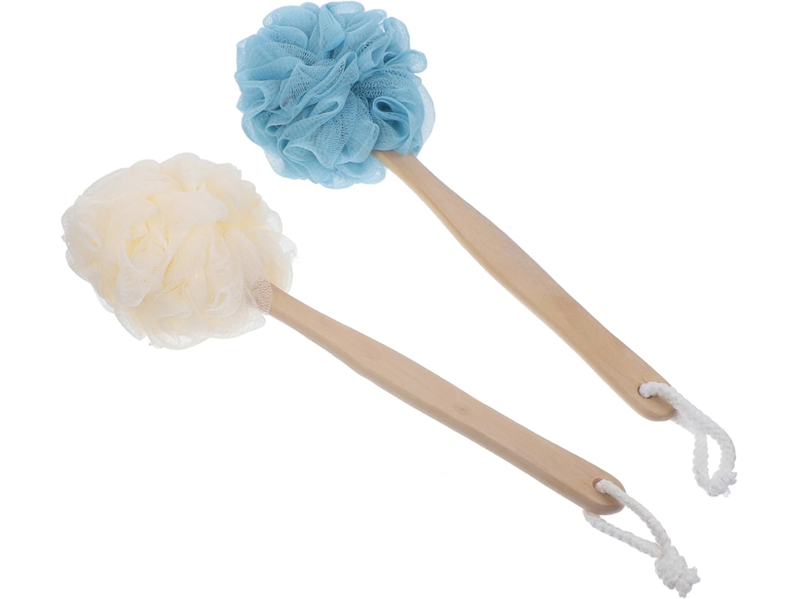 Conjunto De 2 Escovas Banho Esfoliantes Em Formato Flor Nolitoy Com Cabo Longo, Ideais Para Limpeza Profunda Das Costas