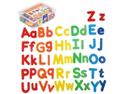 Conjunto com 52 Letras de Madeira Coloridas Montessori, Vem com Caixa Plástica de Armazenamento, Material Didático para Alfabetização Infantil.