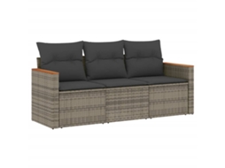 Conjunto de 3 Sofás de Jardim com Almofadões Vime Pe Cinzento MAISON EXCLUSIVE (3 pcs)