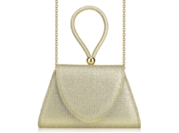 Clutch Feminina Elegante E Dourada, Bolsa Tote Leve Em Poliéster, Ideal Para Festas E Ocasiões Especiais.