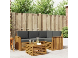 Vidaxl Conjunto De Sofás Para Exterior 5 Unid. Natural E Antracite