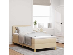 Vidaxl Cama Box Com Almofada Com Cabeceira Creme 100 X 200 Cm Tecido