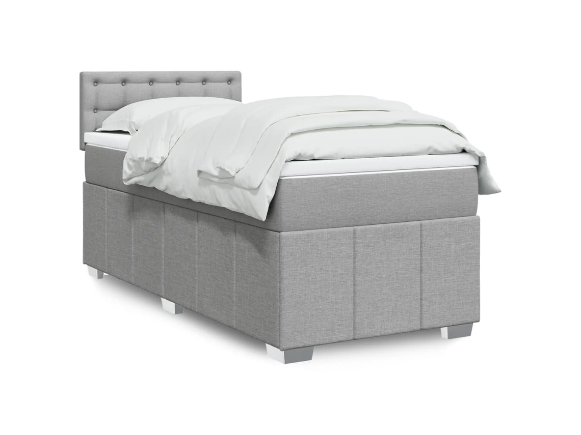 Vidaxl Cama Com Molas/colchão 90x200 Cm Tecido Cinza-claro