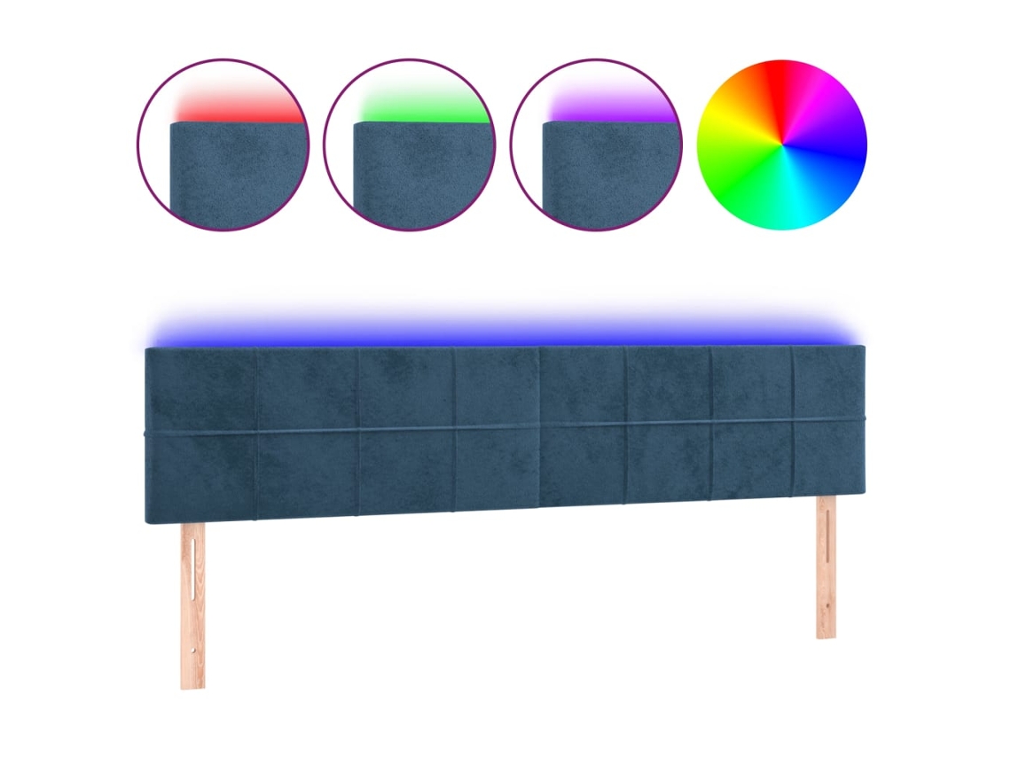 Led Headboard, Led Headboards Vidaxl Azul Veludo (180 X 5 X 78/88 Cm)