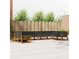 Vidaxl Conjunto De Sofás Para Exterior 10 Unid. Natural E Antracite