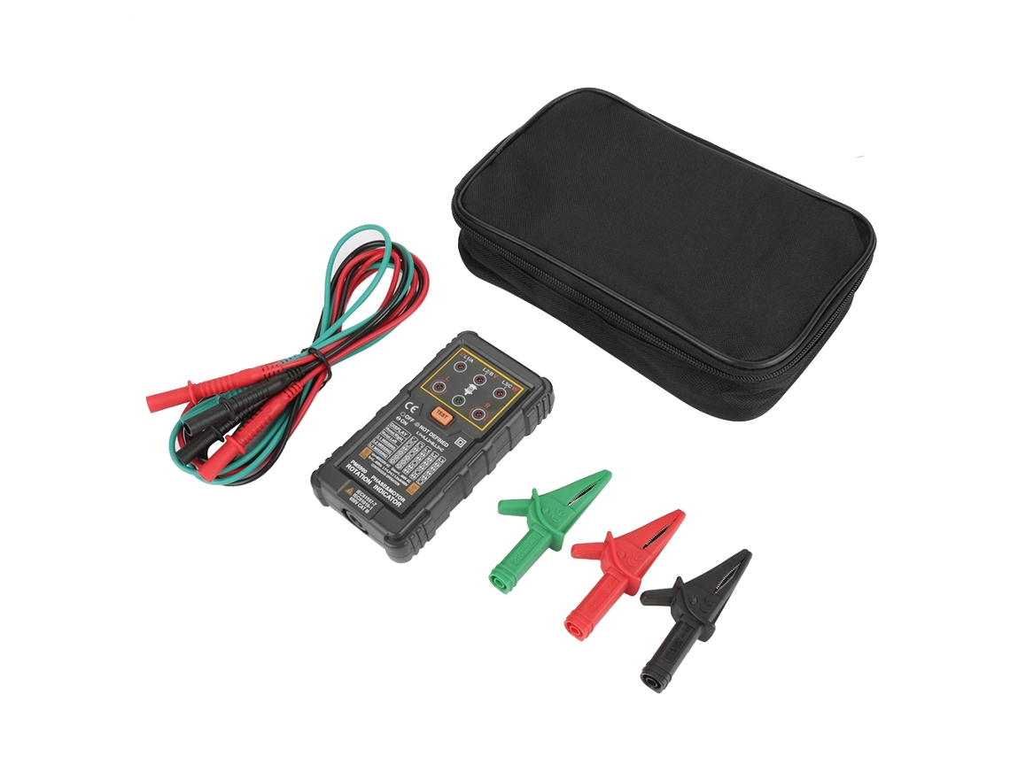 Testador de Rotação de Motor Trifásico Portátil Peakmeter Pm5900 Indicador de Fase e Direção