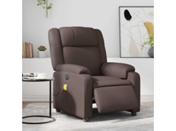 Vidaxl Poltrona Massagens Reclinável Elétrica Couro Artif. Castanho