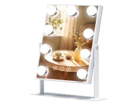 Espelho De Maquiagem Iluminado Fenchilin Com Luz 9 Diodo emissor de luz Ajustável (25x30 Cm)