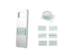 Picador De Vegetais Em Aço Inoxidável, Verde Menta, 6 Lâminas, Cortador Manual Com Almofada Antiderrapante, Protetor Mão