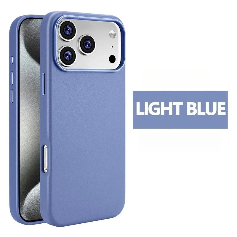(azul, Iphone 14 Pro Max) Capa De Celular Premium Em Couro Genuíno Com Forte Adsorção Magnética Para Carregamento Sem Fio.