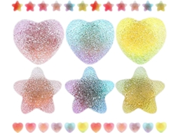 Coheali Conjunto De 30-tachinhas Decorativas Com Glitter Em Formato Estrela E Coração, Multiuso Para Escritório E