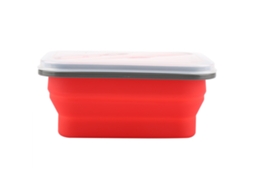 Caixa De Almoço Portátil De Silicone 600ml Cor Vermelha