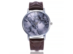Reloj De Pulsera De Cuarzo Unisex Con Correa De Cuero Pu Marbled Ccq (marrón)