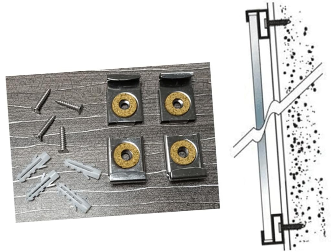 Conjunto De 4 Clipes De Aço Inoxidável Para Espelhos Sem Moldura Com Parafusos E Buchas, Suporte De Gokoco