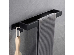 Prateleira de Toalha Nova Line, autoadesiva, aço inox, 40cm, preto