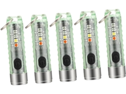 Conjunto De 5 Mini Lanternas De Led Recarregáveis Para Chaveiro, Práticas E À Prova D'água.
