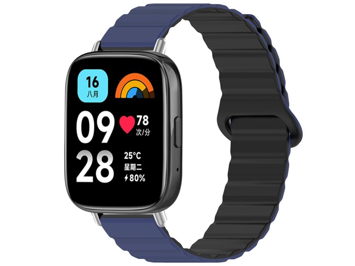 Bracelete para Redmi Watch 3 Active / Lite Silicone Magnético Brilhante Azul Escuro e Preto XIAOMOYU