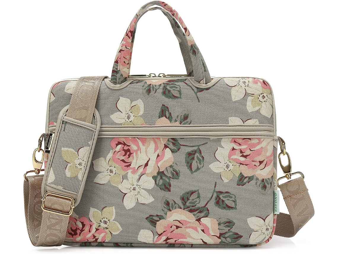 Bolsa De Ombro Em Lona Com Estampa De Rosa Cinza Para Laptop De 14 Polegadas E Macbook Pro A1707 Brilvibera (14 14,1 Polegadas, Rosa Cinza)
