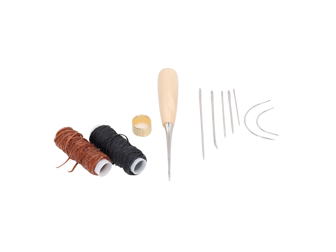 Kit De Ferramentas De Costura De Couro Diy Em Aço Inoxidável Portátil Com Linha Encerada Para Tela E Lona