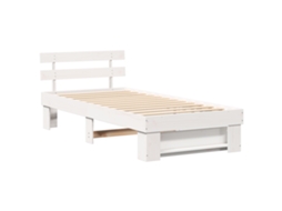 Conjunto 1 Cama Moderna Vidaxl Branco Madeira De Pinho Maciça (100 X 200 Cm)