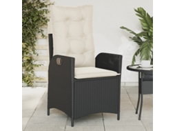 Vidaxl Cadeira De Jardim Reclinável C/ Almofadões Vime Pe Preto