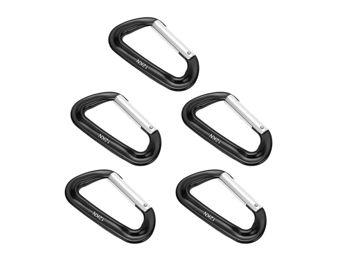 Anub 5pcs Mosquetões de Alpinismo de Liga de Alumínio 12kn D Ring para Camping Escalada Outdoor Preto