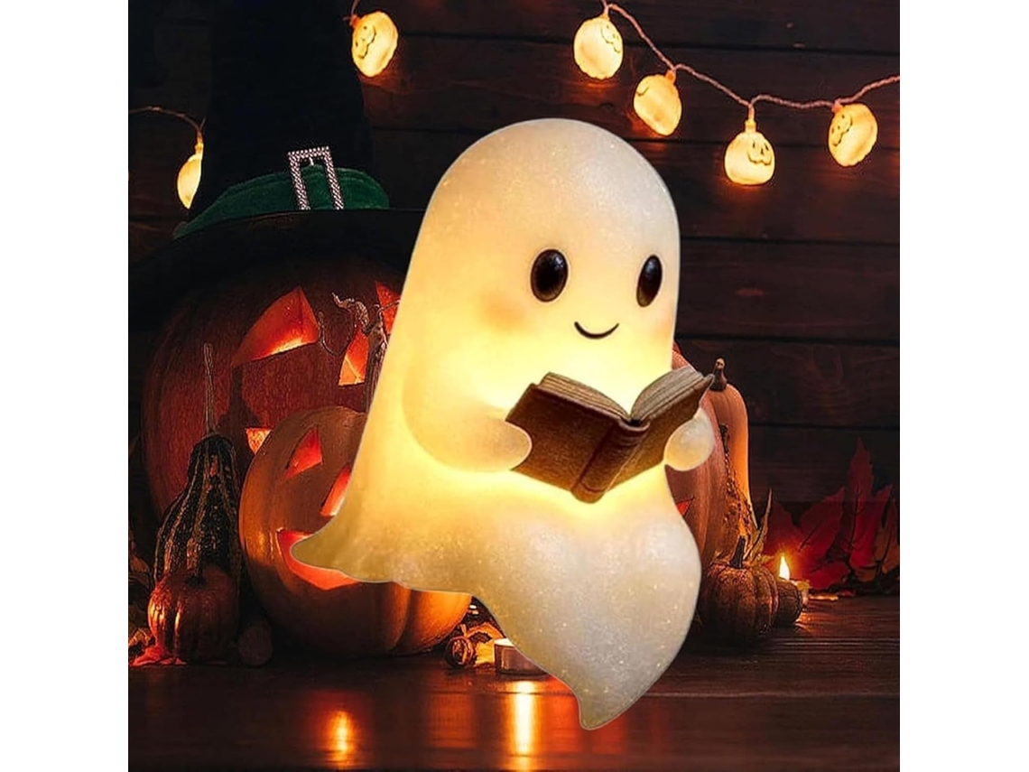Abajur De Leitura Fofo Em Formato Fantasma, Decoração De Halloween Com Fantasma Sentado Em 3d, Pequena Luz Noturna De