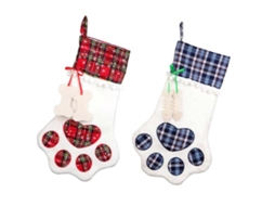 Sacola De Presente Xadrez Com Estampa De Pata De Cachorro Para Natal, Ideal Para Animais De Estimação. Hengjian