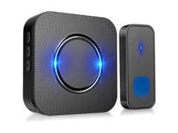 Timbre Sem Fio, 55 Melodias, 5 Níveis de Volume, IP55, 300m, LED, Receptor Conectável Preto