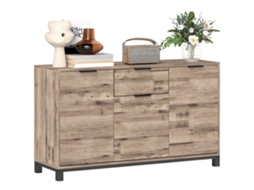 Buffet Industrial em Madeira Marrom, com Gaveta e 3 Armários, 120x36.5x70cm S/MARCA