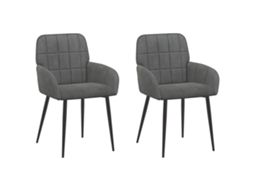Conjunto 2 Cadeiras De Jantar Vidaxl Cinzento Escuro Veludo (57 X 50 X 85 Cm)