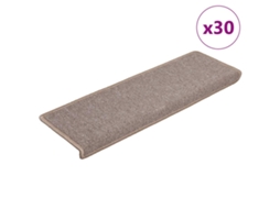 Vidaxl Tapetes De Escada 30 Peças 65x21x4 Cm Marrom Claro Com Borda Retangular