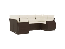 Maison Exclusive - 6 Pcs Conjunto De Sofás Jardim C/ Almofadões Vime Pe Castanho