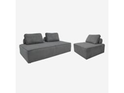 Conjunto de Poltronas para Sofá Modular com 3 Lugares em Veludo Cotelê, Cinza Escuro Sweeek