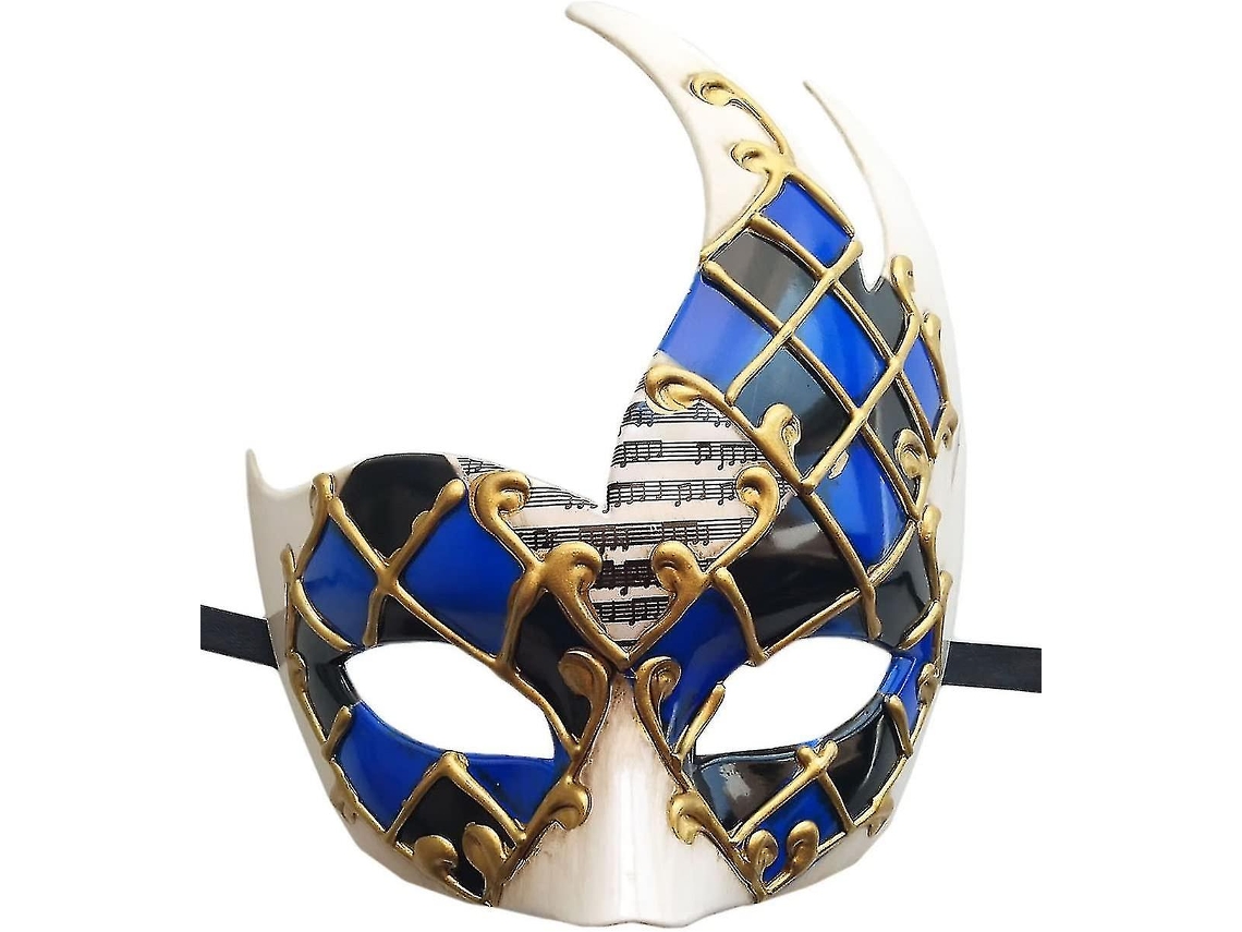 Máscara De Baile De Máscaras Masculina Xadrez Veneziano Vintage, Festa De Carnaval (azul/preto 1)
