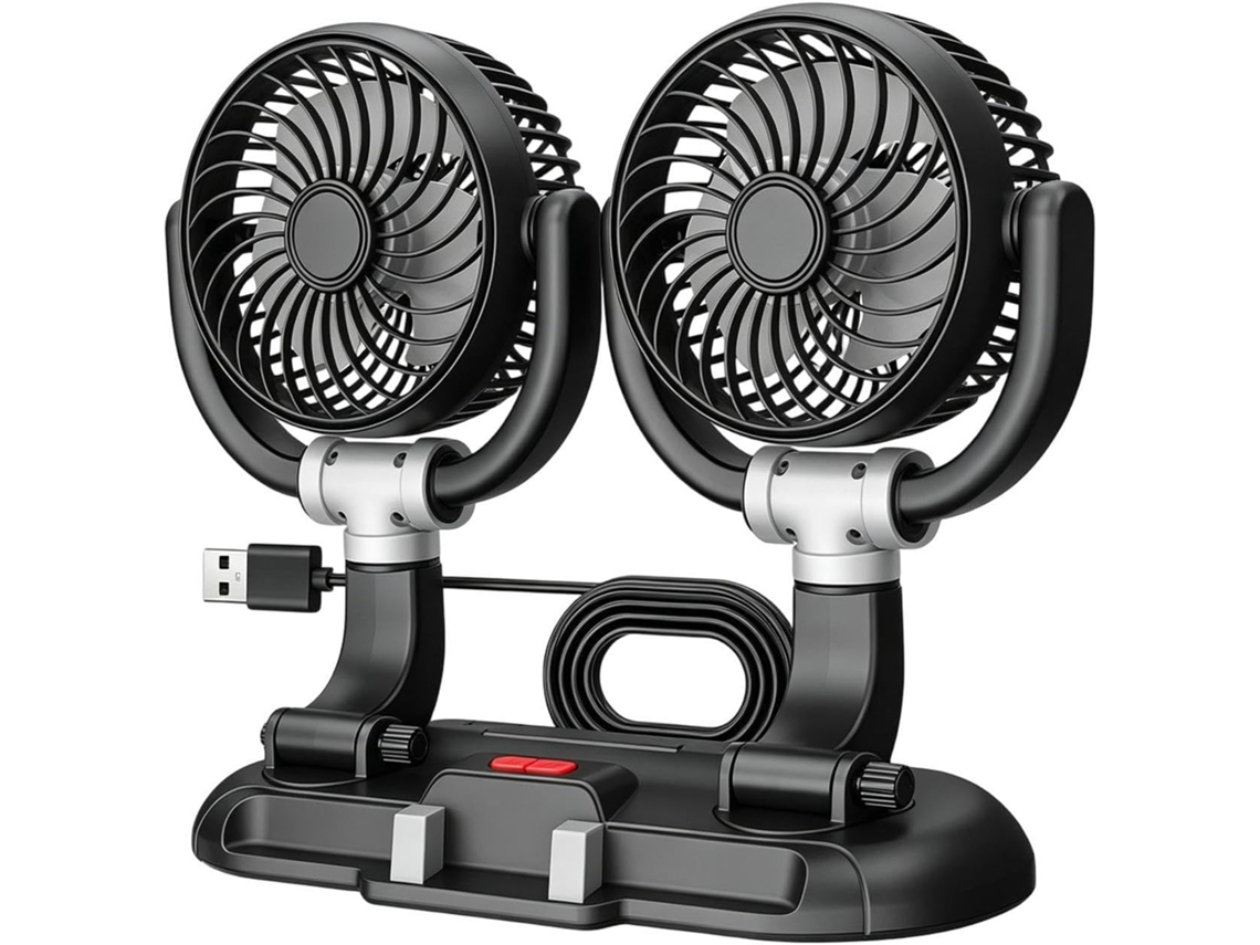 Ventilador Portátil Potente Com Duas Cabeças, Usb, Silencioso, 3