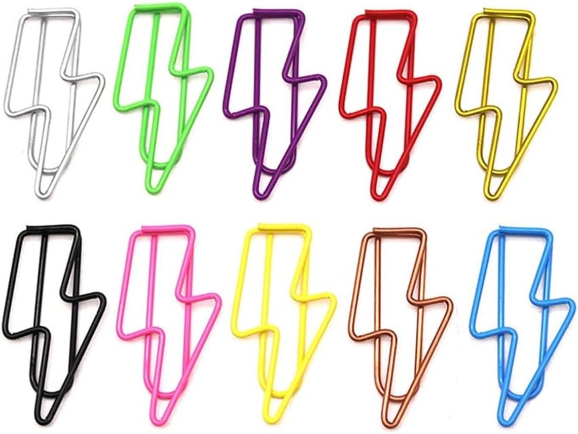 Conjunto De 100-clips Papel Em Formato Raio Clips Metal Para Organização Arquivos No Escritório E Na Escola, Decoração
