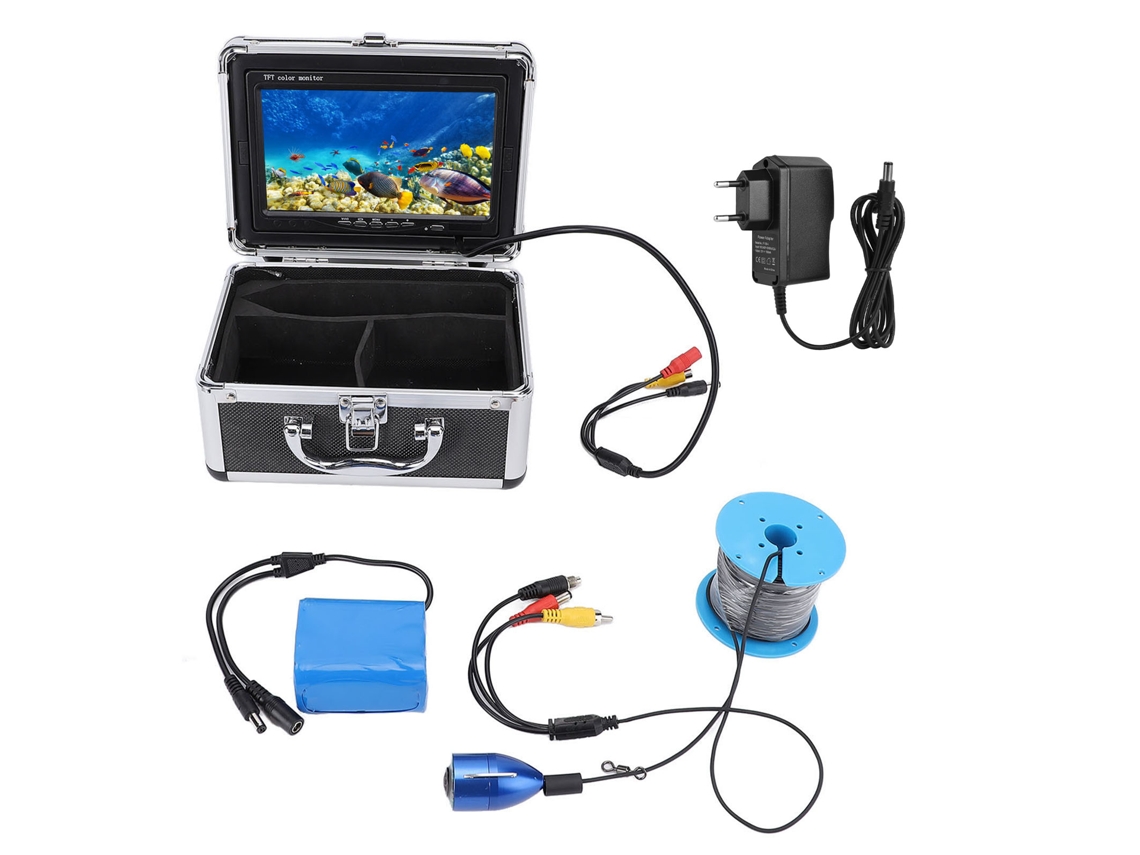 Câmara de Pesca Subaquática de 7 Polegadas com Visão 180°, Sensor de Peixes, Uso 24/7, Enchufe Eu LAXISCREED