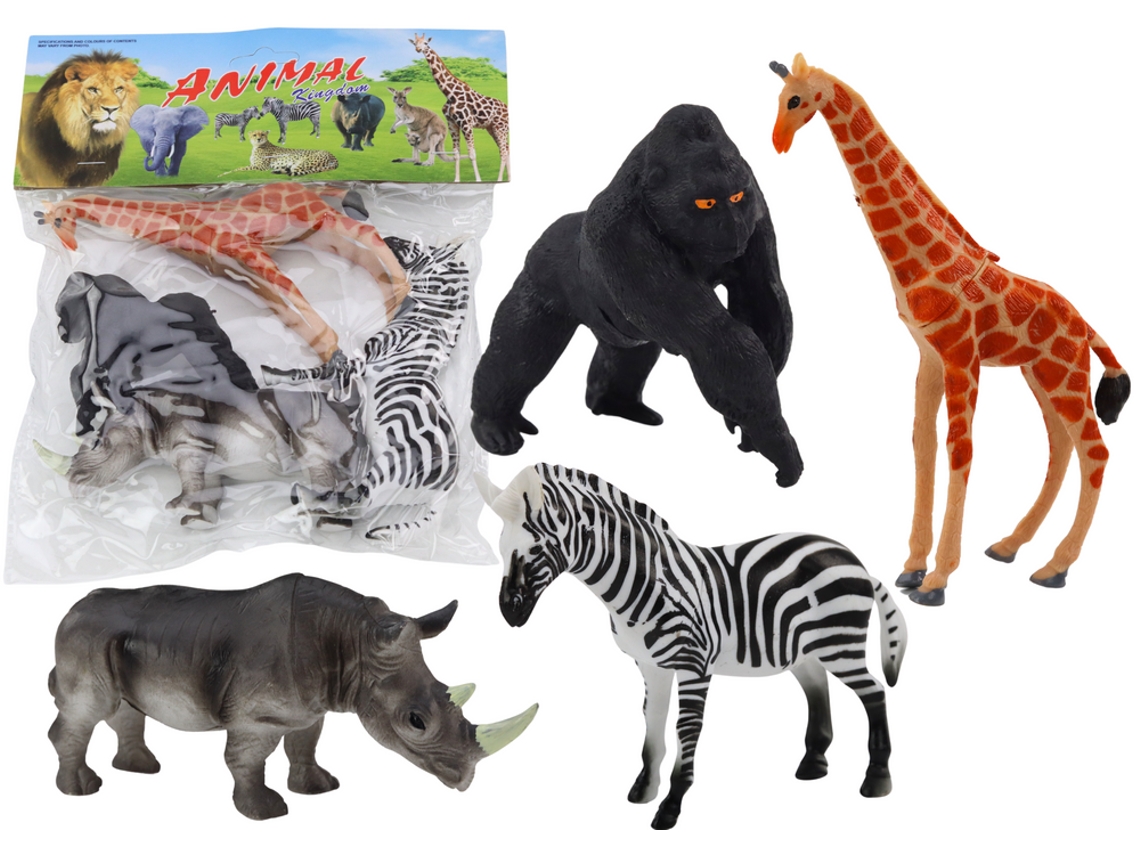 Conjunto De Figuras De Animais Africanos 4 Peças Girafa Gorila B.active
