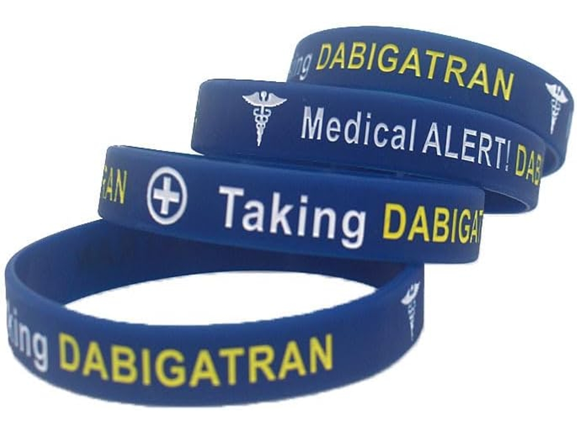 Kit com 4 pulseiras de alerta médico para identificação de emergência em silicone, para homens e mulheres.