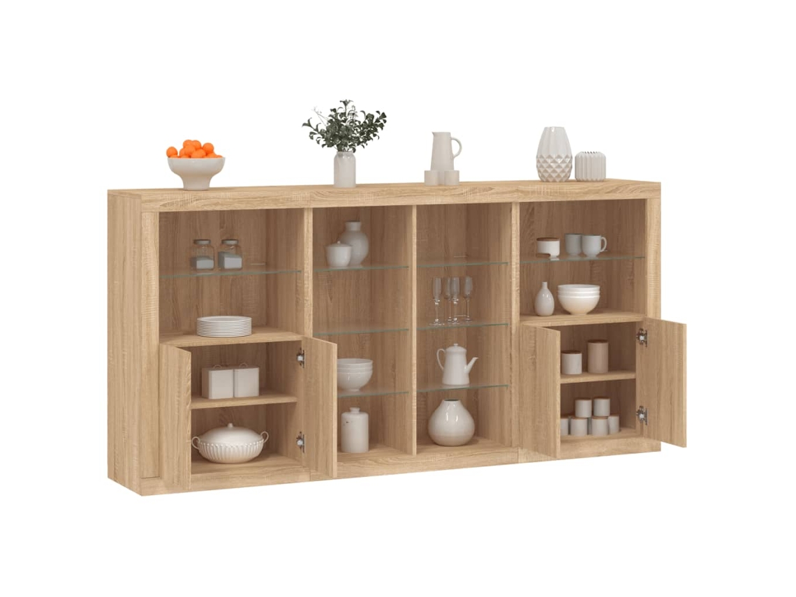 Vidaxl Aparador Com Luzes Led 202x37x100 Cm Carvalho Sonoma