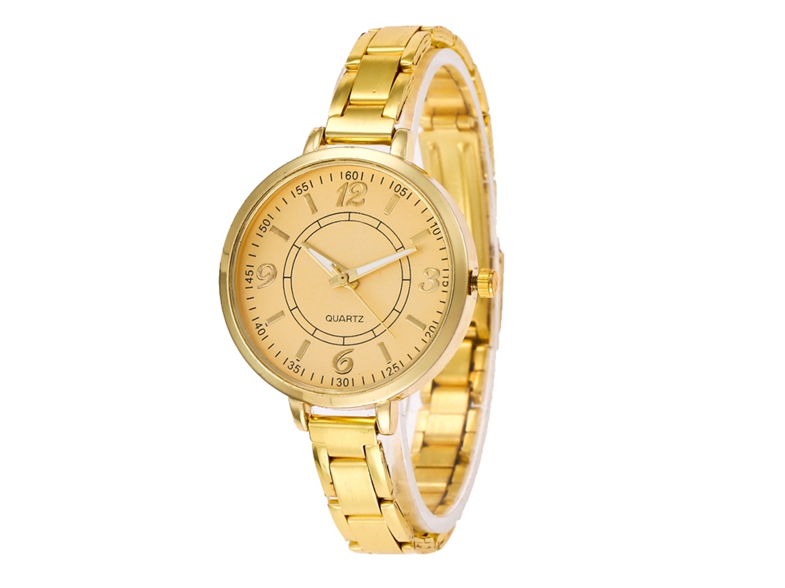 Pulseira elegante unissex de quartzo, estilo casual, ideal para presente (dourada)