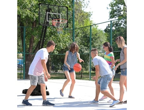 Suporte De Basquete Ajustável Em Altura 293 350 Cm Com Tabela Rolante Em Aço Para Jardim E Quadra Esportiva Quenty