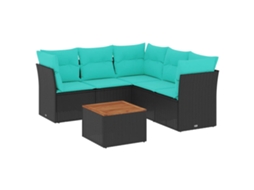 Maison Exclusive - 6 Pcs Conjunto De Sofás P/ Jardim C/ Almofadões Vime Pe Preto